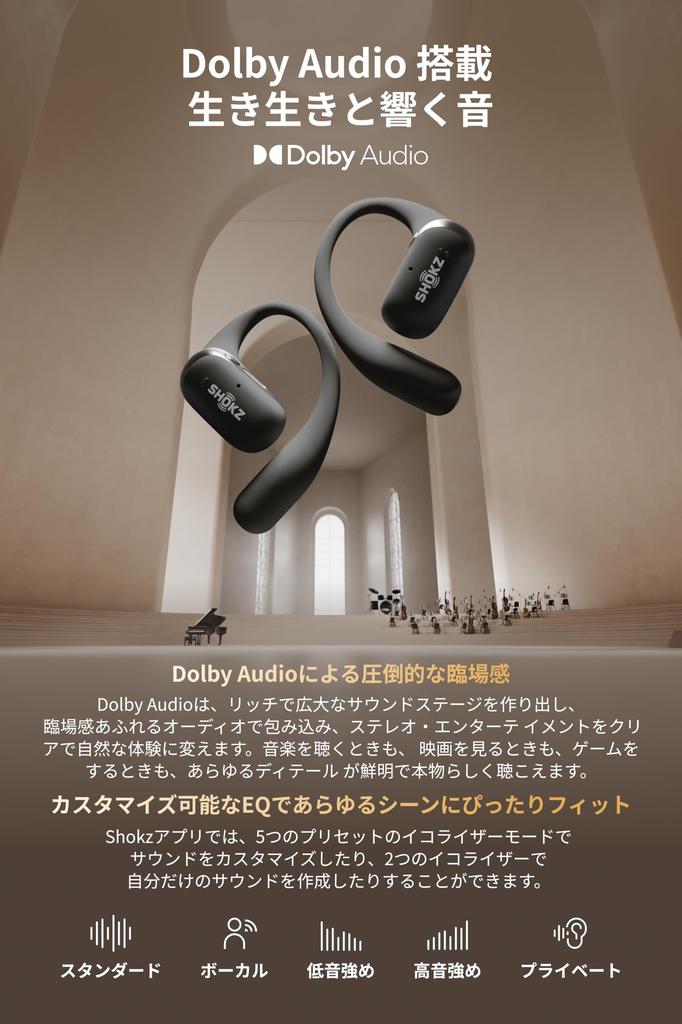 Shokz OpenFit 2+ Open-Ear Earphones, Bluetooth Wireless Earphones, Same Specifications as the Ichiro Yamaguchi Collaboration Model, Dolby Audio Compat