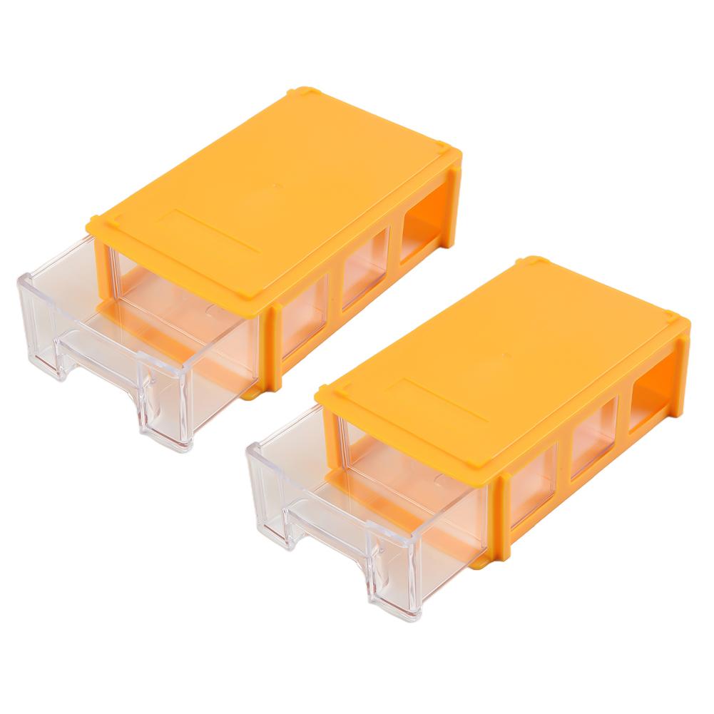 2PCS Stackable Plastic Hardware Parts Storage Boxes Component Screws Toolbox Organizer Combined Cabinet Drawer Case Box