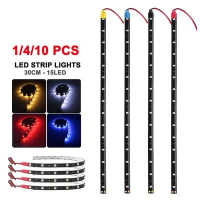 1/4/10 30CM LED-Streifenlicht Auto-Styling Dekorative Umgebungsbeleuchtung 15SMD Wasserdicht LED Flexibles Atmosphärenlicht Rot Gelb Blau