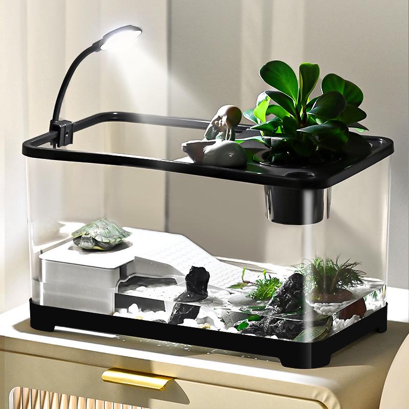 Transparent Plastic Desktop Goldfish Tank for Home Decor - Small & Medium Sizes Available