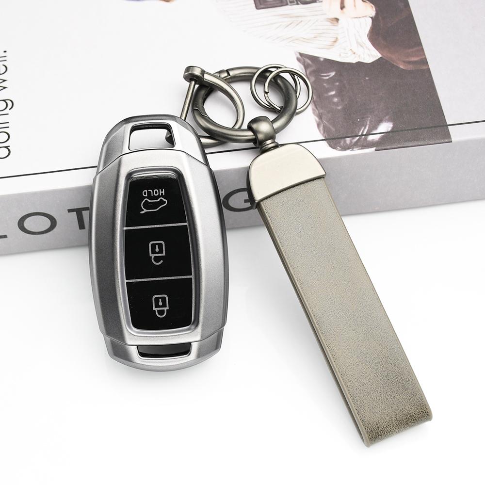 Gun Grey 3/4/5 Buttons Car Key Case Cover For Hyundai Solaris I30 Ix35 Azera Elantra Kona Creta 2 Grandeur Ig Keyless Bag
