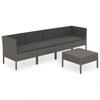 Vidaxl 5-Cz. Garden Lounge Set, Cushions, Grey, Rattan PE