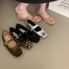 Fashion 2025 Fashion Women's Shoes Summer Flat Bow Single Shoe Ballet Shoes Korean Version Belt Buckle Mary Jane Shoes Zapatos De Mujer