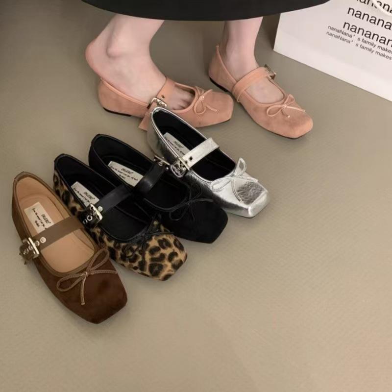 Fashion 2025 Fashion Women's Shoes Summer Flat Bow Single Shoe Ballet Shoes Korean Version Belt Buckle Mary Jane Shoes Zapatos De Mujer
