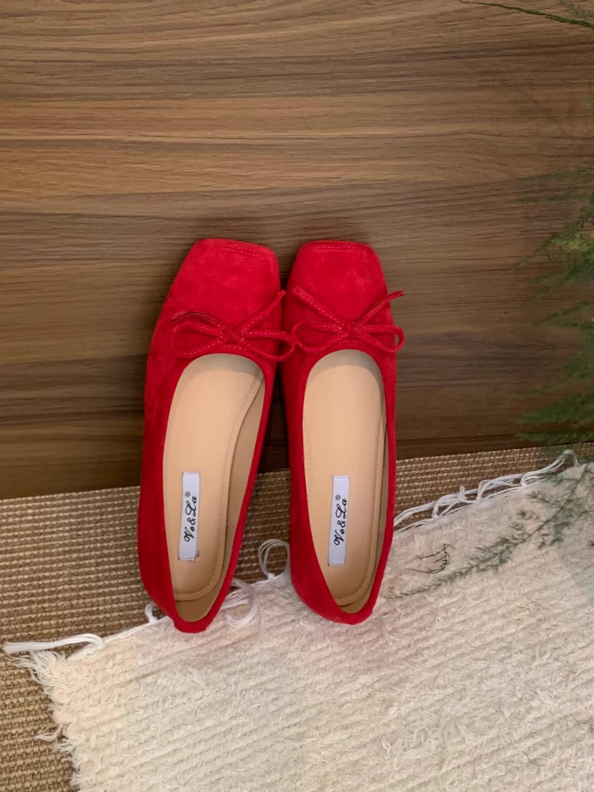 

French retro red soft-soled single shoes women s shoes summer ladyshoes evening bow flats red grandma shoes 40 красный
