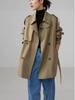 Women's Khaki Trench Coat 2025: Korean Style, Double-Breasted, Slim Fit for Spring and Autumn.