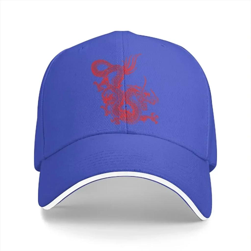 Summer Cap Sun Visor Red Chinese Dragon Hip Hop Dragon Design Peaked Hats