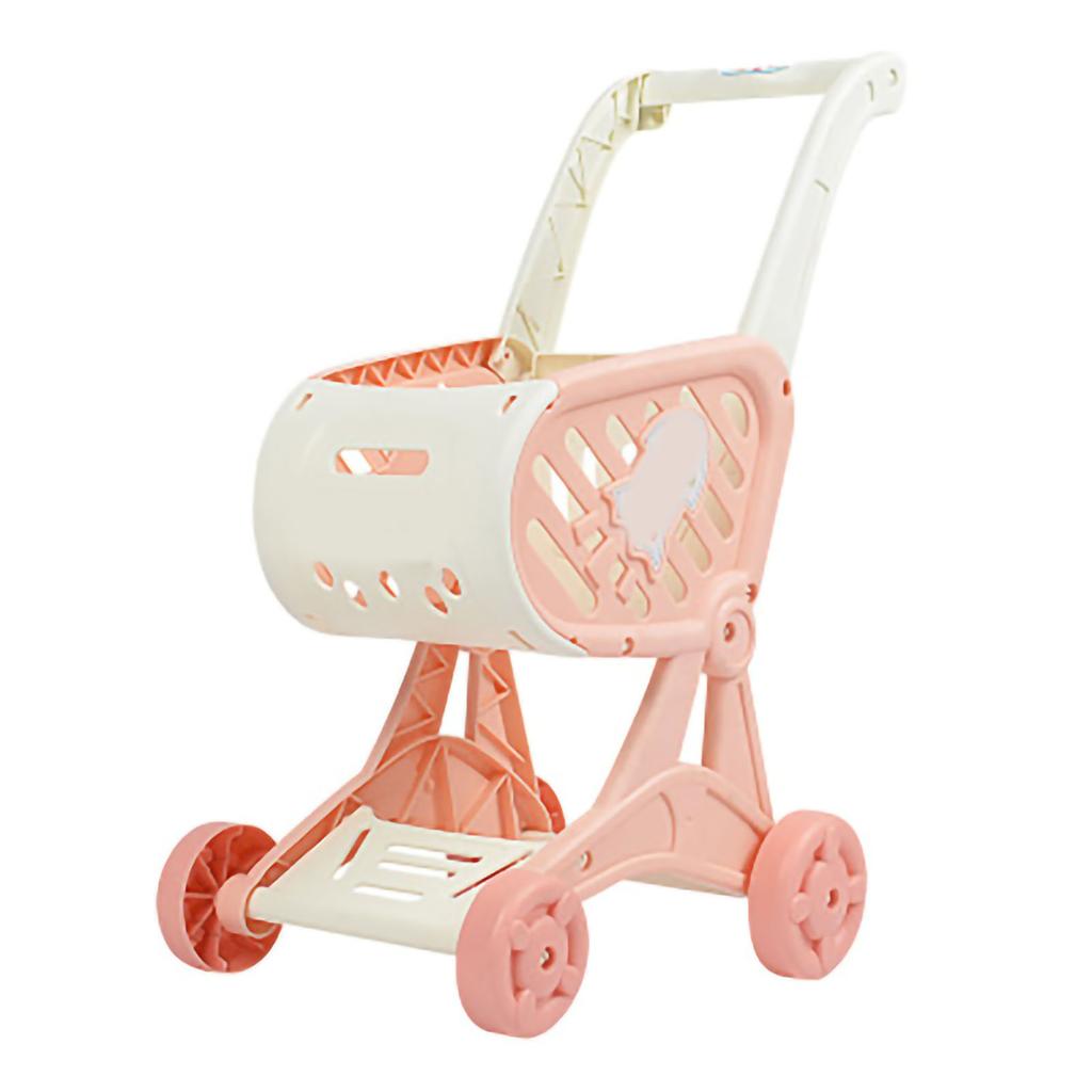 Dollhouse Shopping Cart Set Kitchen Cut Fruit Toys Supermarket Stroller Simulation for Kids Gifts
