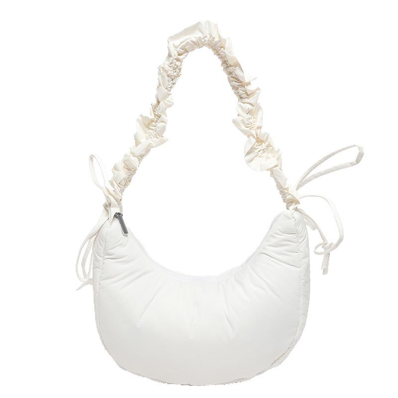 

Сумка-облако Niche, плиссированная, универсальная, простая, сумка для пельменей, новая, для девочек, большая вместительная сумка-мессенджер, хлопковая сумка 30*17*6.5 белый