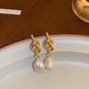 2024 Trend: French Baroque Pearl Bow Stud Earrings for Women