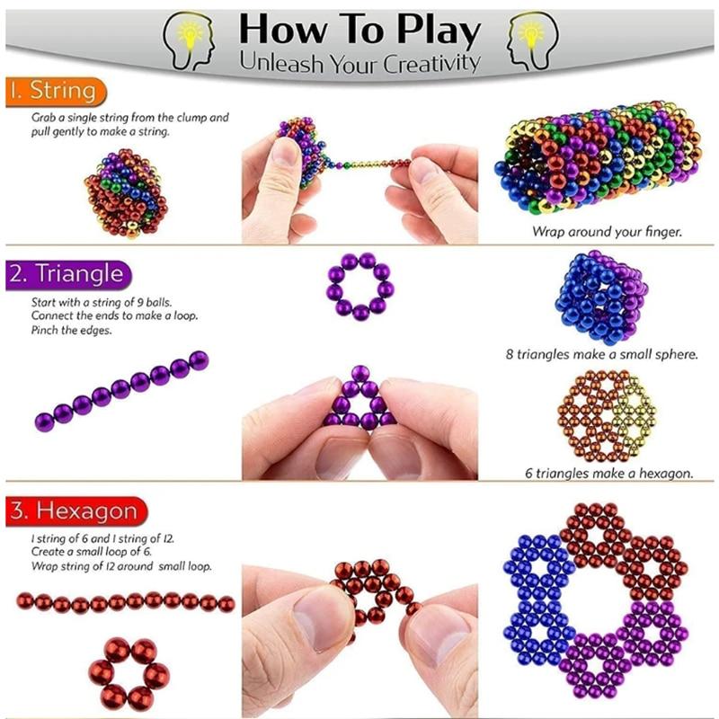 Magnetic Balls 512 Pcs 5mm Multicolor Magnetic Balls Educational Stress Relief Toys with Metal Storage Box
