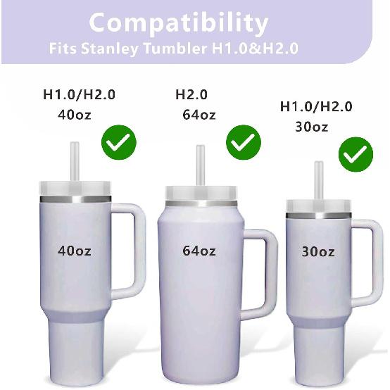 Stanley Cup Accessories Set Including 9 Pcs Silicone Spill Proof Stopper,3 Pcs Cute Straw Cover Cap for 9-10 mm Straws, 3Pcs Reble Straw and 1