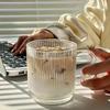 1/2PCS Vertical Grain Glass Coffee Cup 340ML Water Cup With Handle Suitable Iced Coffee Juice Cup Valentine's Day Gifts