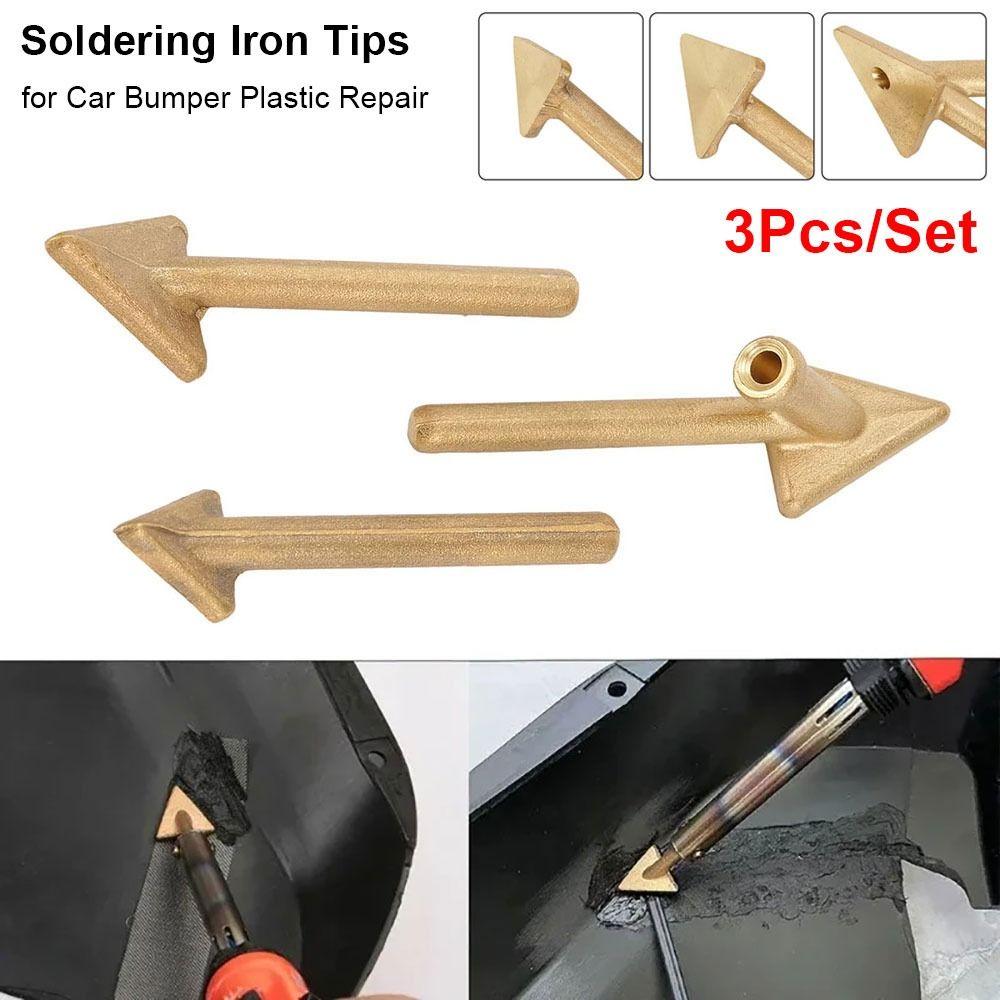 3 Stück/Set Messing Ersatzspitzen Dreieckiger Glättkopf Schweißspitzen Schweißreparaturwerkzeug