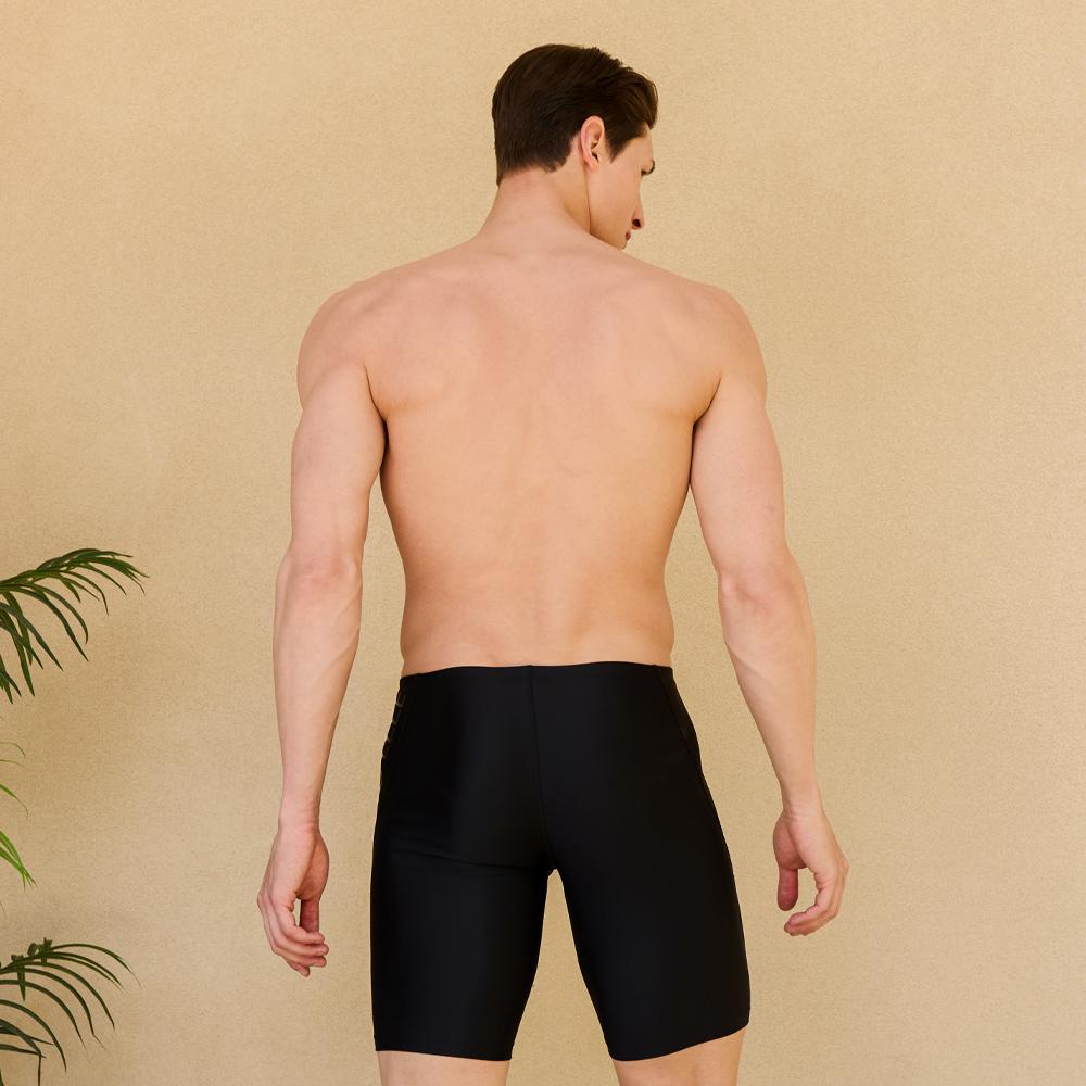 Beijigelleu Men'S Indoor Logo-Point Knee-Length Swimsuit Standard Type 6-Piece Goggles Set Bez-X409K Black
