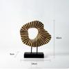 Resin Circular Form Sculpture WoodLook Abstract with Base Carved Statue Ebony