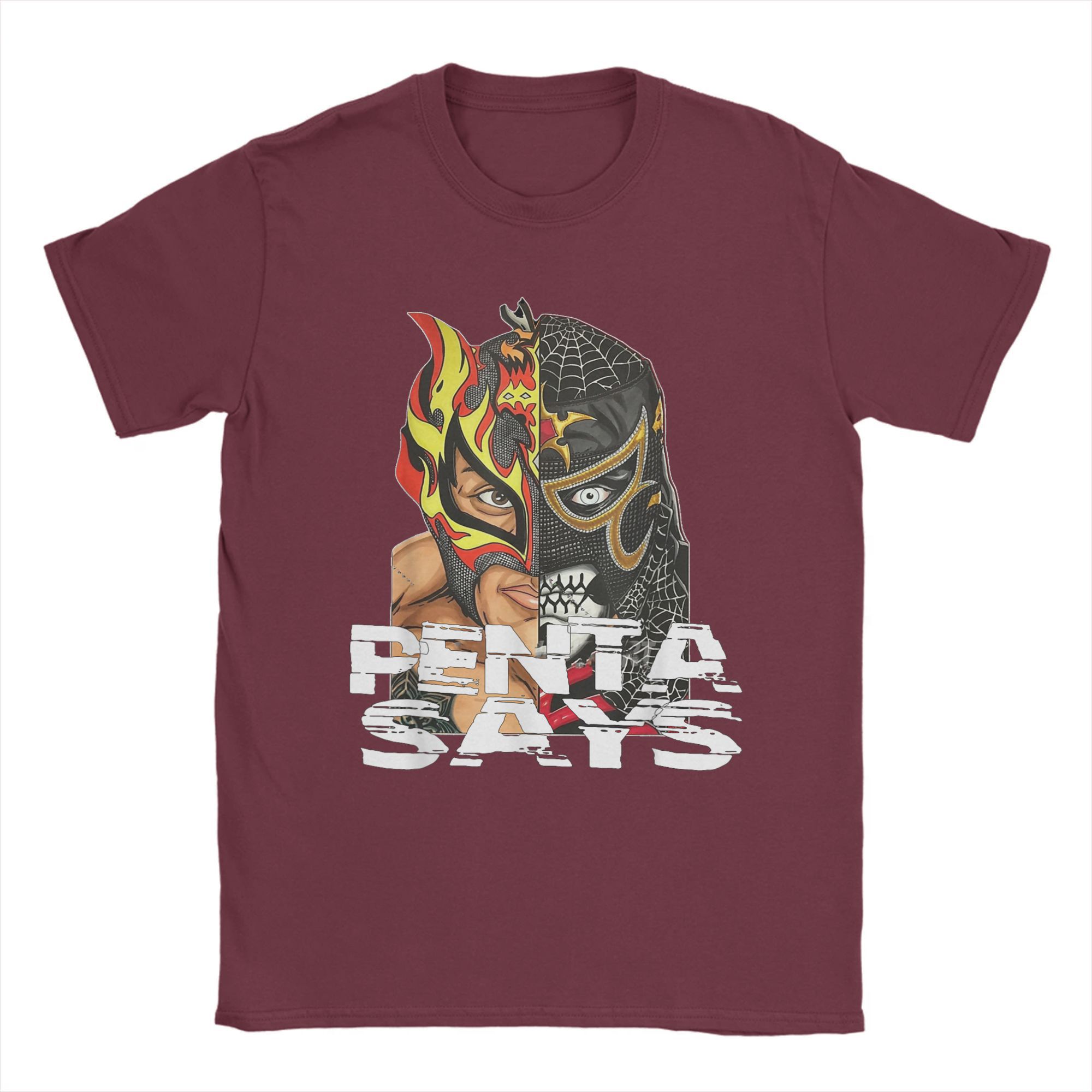 Penta Says Lucha Bros Футболка для мужчин Чистый хлопок Винтажная футболка с круглым вырезом Футболки для боксеров с коротким рукавом Товары размера плюс S коричневый 1933₽