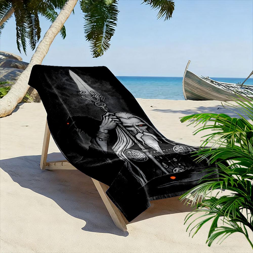 Mystical Warrior's Shadowed Legacy Print Beach Towel, Quick Drying, Suitable for Travel, Outdoor Sports, Jogging, the Beach and Swimming, Gift
