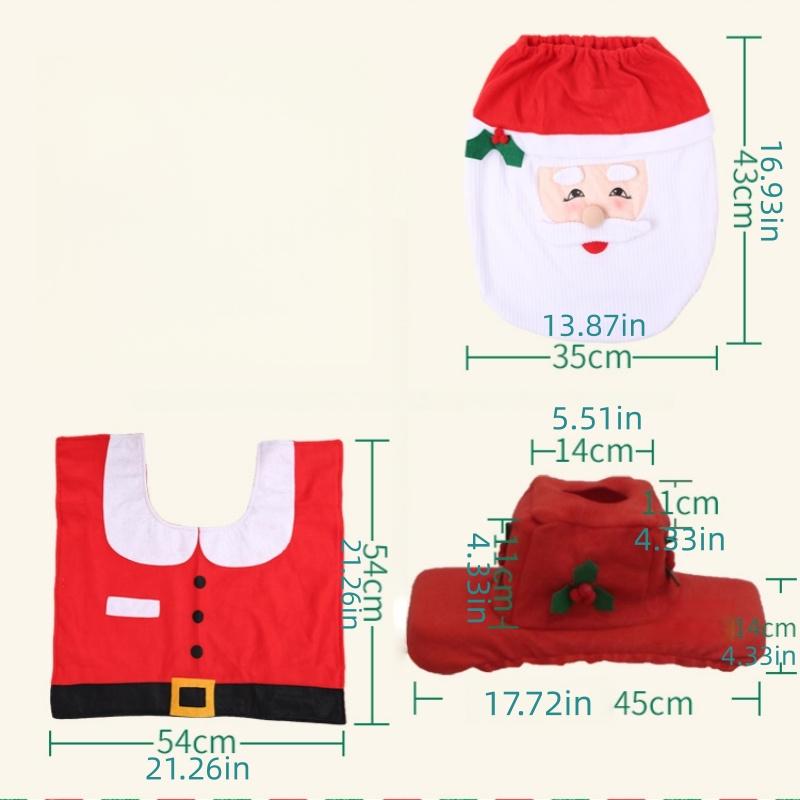 1Pc Santa Claus Toilet Cover Santa Claus Toilet Cover+Floor Mat+Water Tank Cover+Tissue Cover
