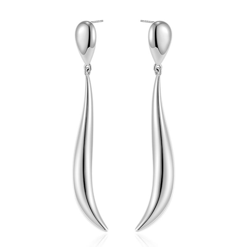 

Vintage Smooth Teardrops Long Wave Drop Dangle Earrings for Women Glossy 18K Gold Plated Statement Earring Dupes Fashion Zircon