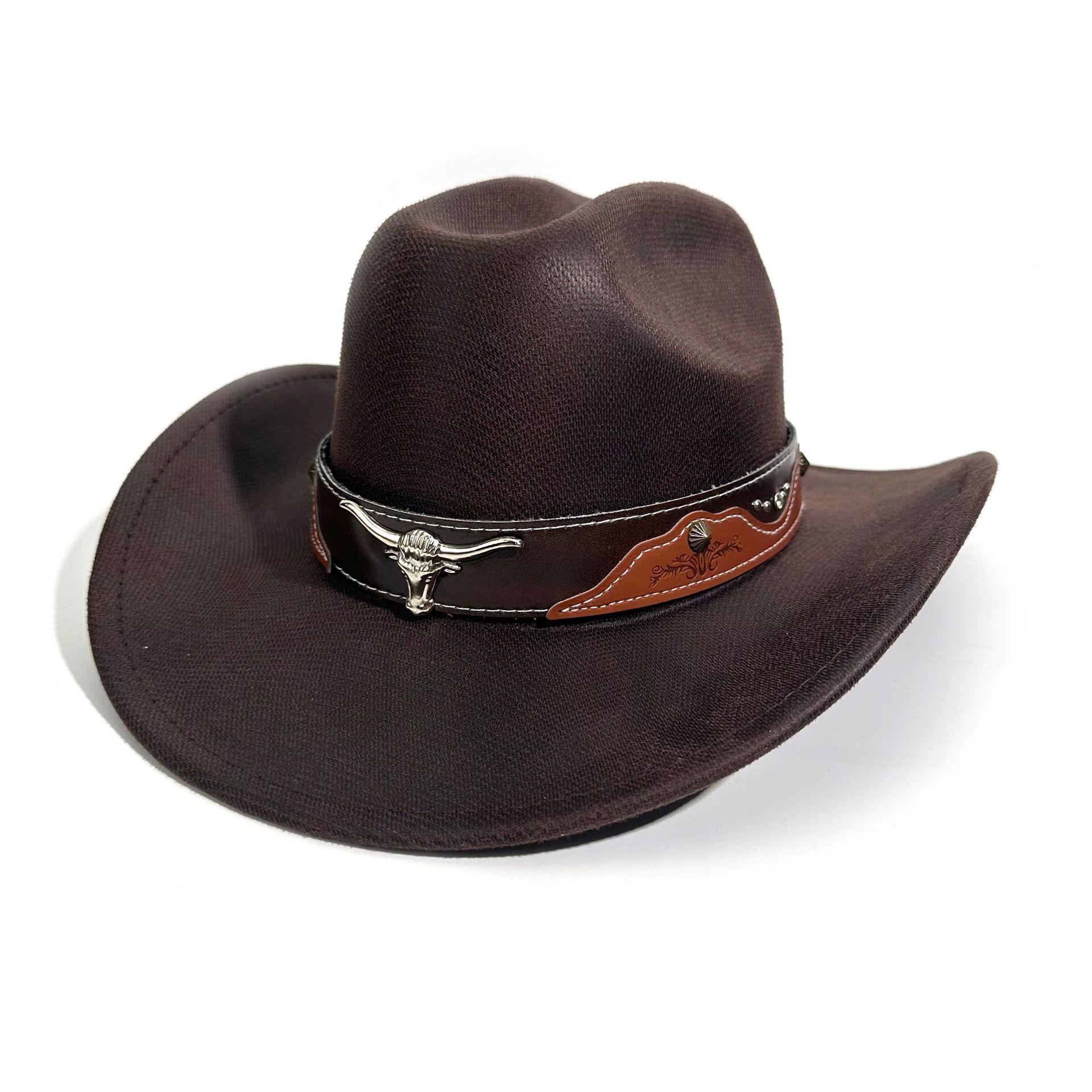 

European And Americanwestern Denim Hat Retro British Style Men S And Women S Big-Brimmed Top Hat Jazz Hat Fashion Gentleman S Felt Hat M（56-58cm） темно-коричневого кольору