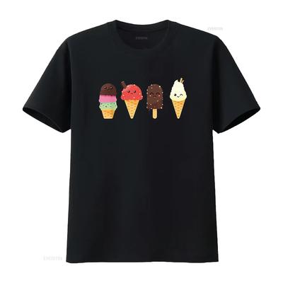 Eiscreme-Liebhaber T-Shirt für den Sommer vintage gewaschen Streetwear Vielseitiges Grafik-Top Für den Alltag Lässige Mode Unisex