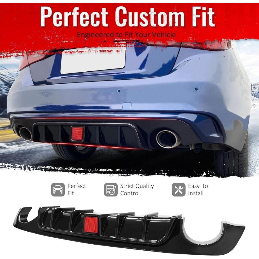 

Rear Diffuser Compatible with 20182025 Infiniti Q50 Gloss Black PP AddOn Rear Bumper Lip Diffuser Spoiler Splitter Kit with Bra United States