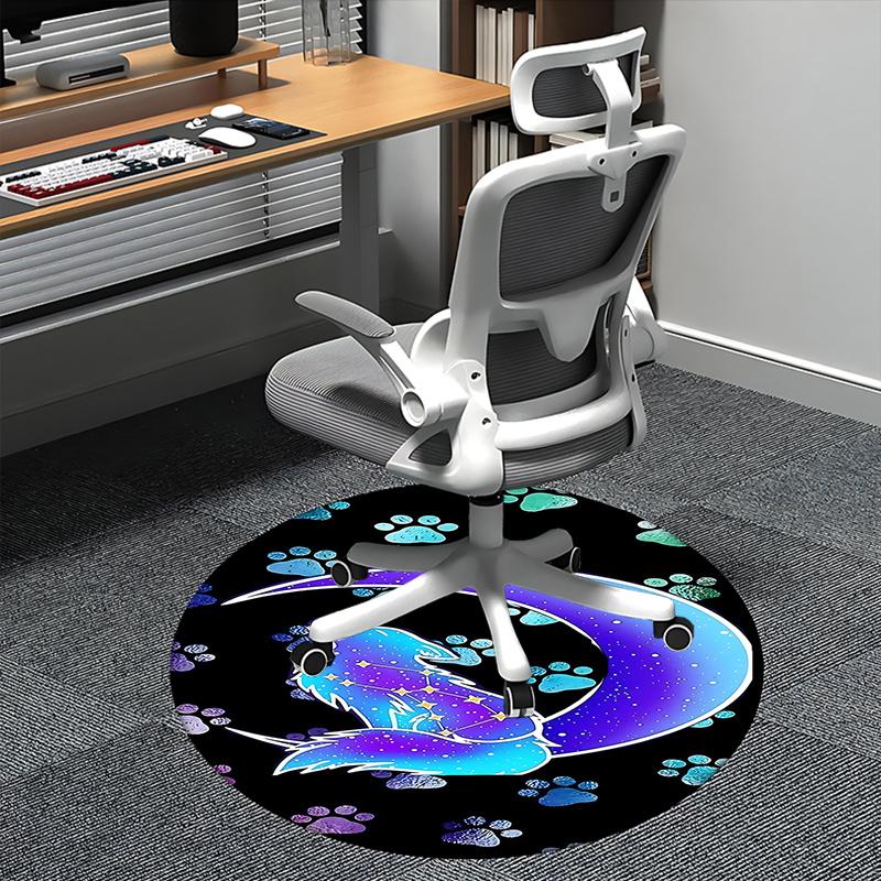 

Starry Night Wolf Chair Mat - Round Carpet for Home Decor, Office, Living Room 80cm