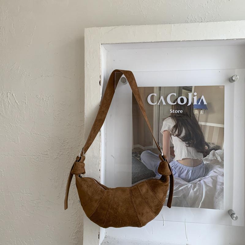 

Вместительная сумка через плечо в стиле ретро, женская новая осенняя сумка-мессенджер, сумка-круассан коричневый