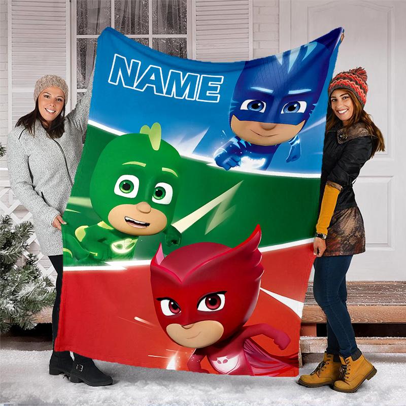 Customizable PJ Marks Throw Blanket – Personalized Name, All-Season Cozy Snug Blanket, Machine Washable, Personalized Blanket
