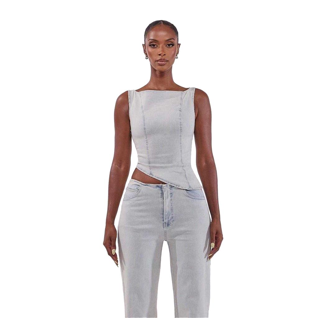 Mars Womens/Ladies Mika Washed Denim Top