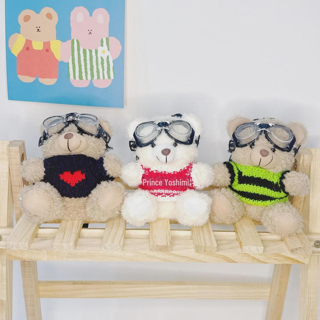 Kreslená klíčenka s pilotem pandou - Roztomilá plyšová hračka medvěd jako dárek pro studenty