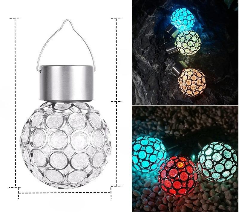 Outdoor Solar LED Hanging Lantern Waterproof Hollow Out Ball Lamp for Garden Yard Patio Balcony Pathway Outdoor Decor Lighting