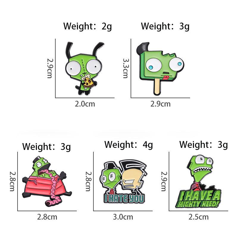 Creative Cute Green Alien Cartoon Brooch: Anime Character Badge & Backpack Metal Ornament