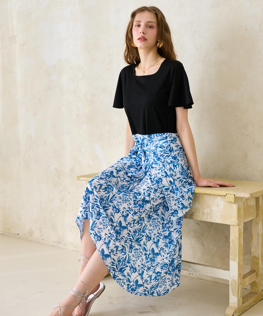 Bonide Square Neck Cover Dress Flower Fruit