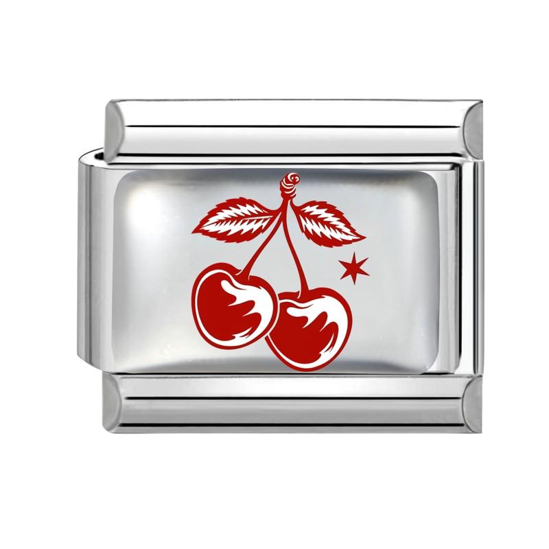 1 Piece 304 Stainless Steel Fashion Red Italian Charm Links For DIY Bracelet Jewelry Making Fit 9mm Rectangle 10mm x 9mm