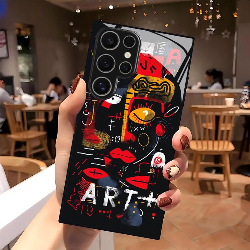 Husa de telefon 2D cu model Doodle Art pentru Samsung S26 S25 S24 S23 S22 S21 S20 A56 A55 A36 Husă de protecție din sticlă securizată