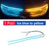 2pcs LED DRL Car Daytime Running Light Flexible Waterproof Strip Auto Headlights White Turn Signal Yellow Brake Flow Lights 12V