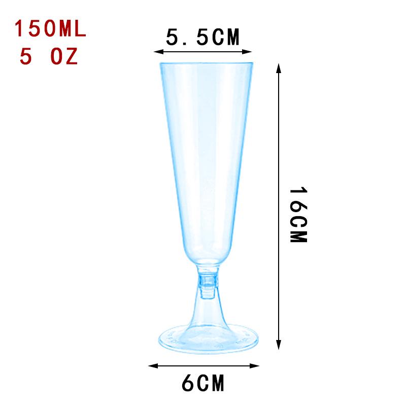 Detachable Red Wine Dessert Cup with High Stem - Disposable Plastic Champagne Flute for Weddings or Pudding Mousse.