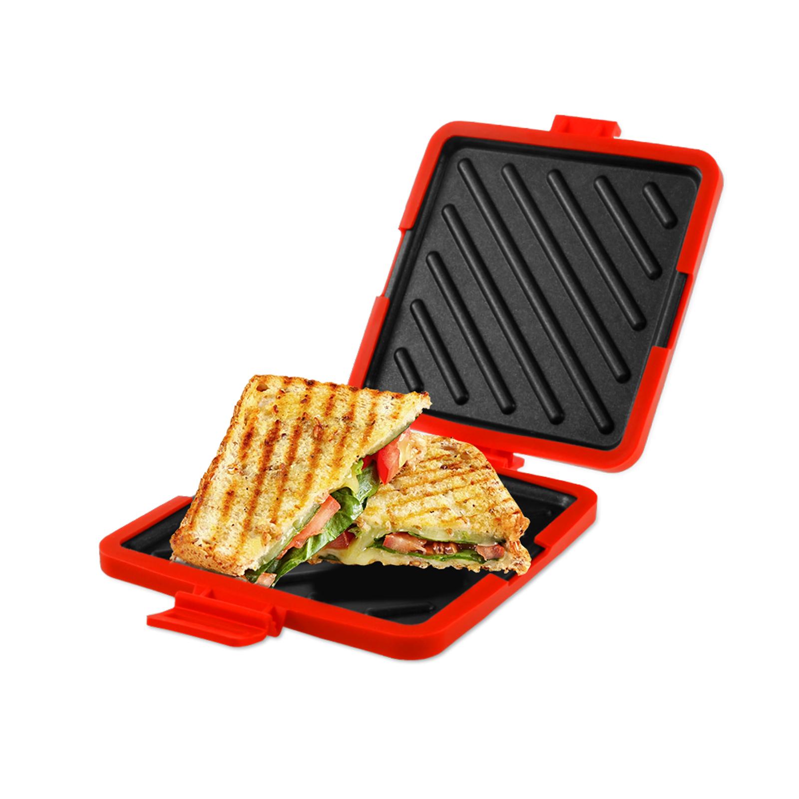 Microwave Toastie Sandwich Maker with Adjustable Silicone Straps Wireless Toastie Maker Nonstick Plate Sandwich Maker Heatwave colore azzurro
