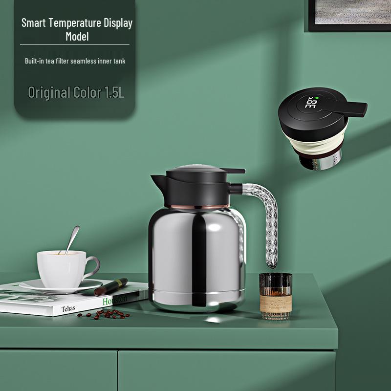 304 Stainless Steel Insulated Kettle with Intelligent Temperature Display for Tea Brewing - Commemorative Business Souvenir.