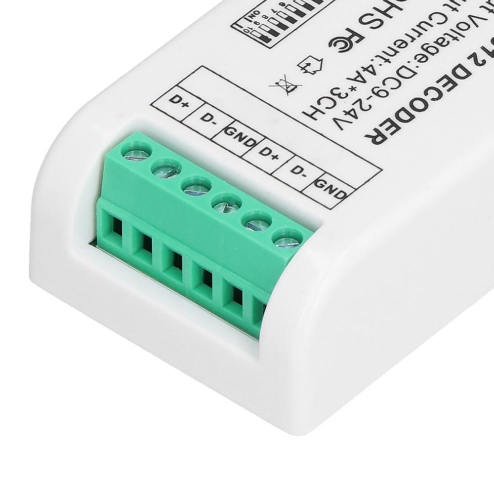 3 Channels RGB Controller 9‑24V DC RGBW Decoder Durable LED Decoder Controller LED Strip Light