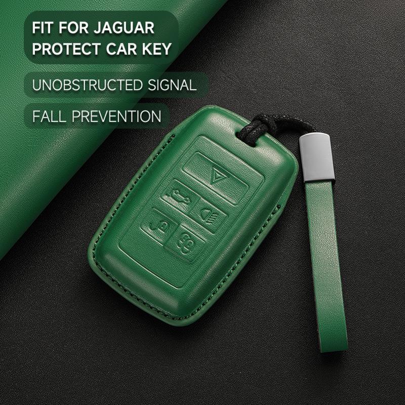 Leather Car Key Cover Case Protection Shell Keychain For Jaguar XE XJ XJL XF A9 C-X16 V12 Guitar F-type E-Pace