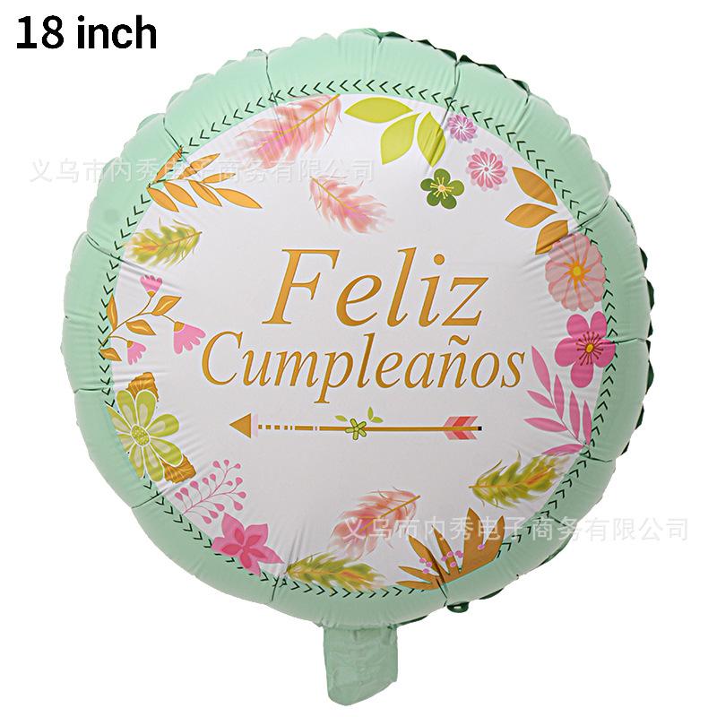 18 Inch Spanish Happy Birthday Round Aluminum Film Balloon Spanish Birthday Party Decoration Balloon