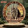 Barcelona Sagrada Familia 2D Metallkonstskylt Heminredning 7,8x7,8 tum