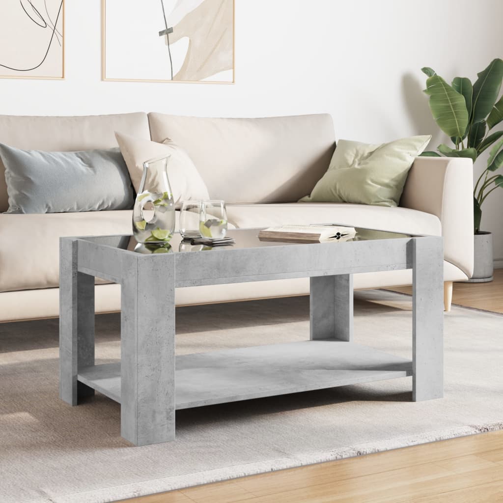 LED Coffee Table Concrete Grey 93 x 53 x 45 cm Particleboard