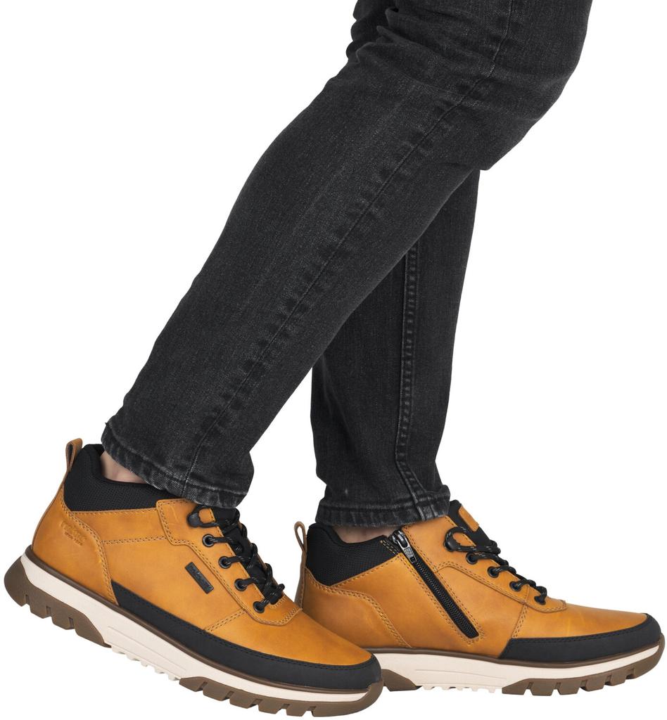 Ботинки Rieker на шнуровке с мембраной TEX ockergelb-schwarz