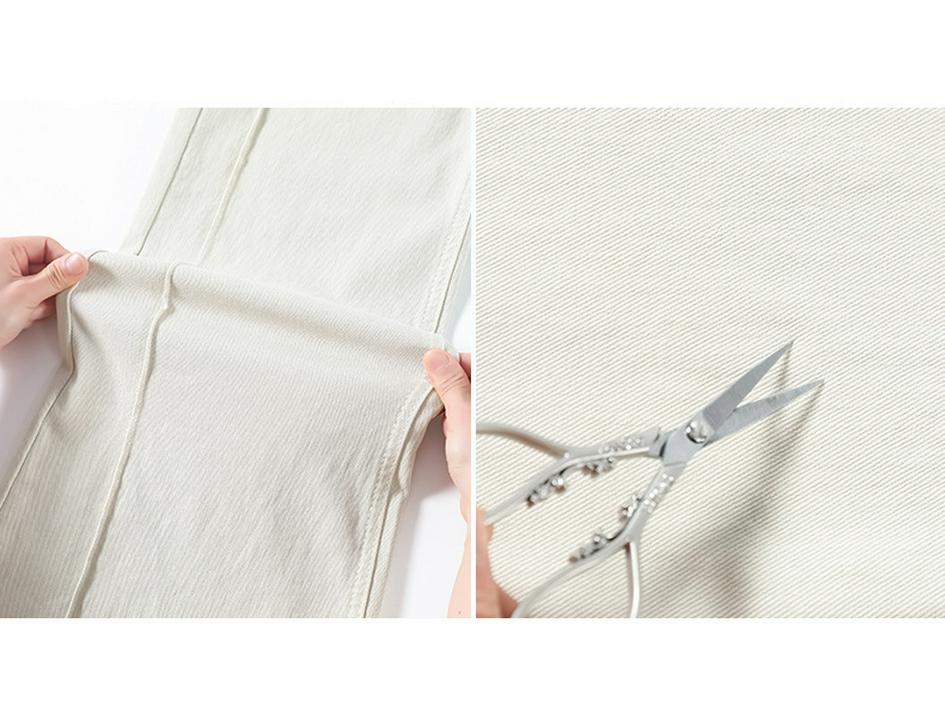 Aprikot-Weiß Gestreifte Wide-Leg Jeans für Damen - Petite Schlaghosen, Frühling/Herbst Stil
