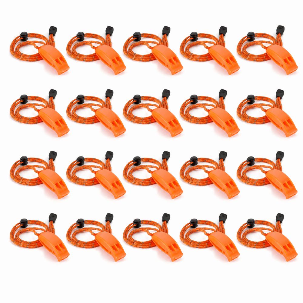 20Pcs Super Loud Survival Whistle Plastic Safety Whistle Durable Rescue Whistle Outdoor Camping оранжевый