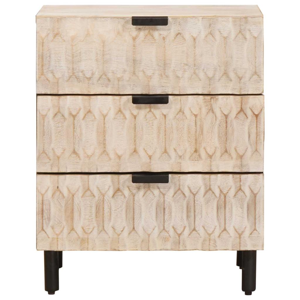 Nightstand with Drawers White 50 x 33 x 62 cm Solid Mango Wood